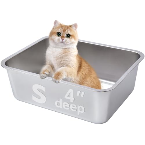 Stainless Steel Litter Box for Kitten (1pack-M-4" H)