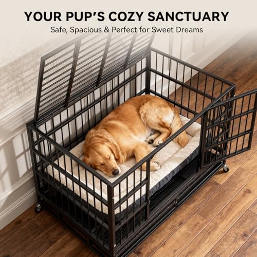 38 Inch Heavy Duty Dog Crate for Large Dogs (Black/38 inch)