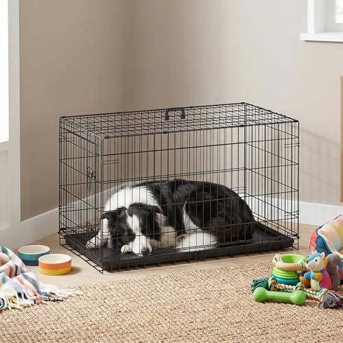 Dog Crate for Large Dogs 42 Inch Folding Kennel Metal Pet Cage Black (Black / 42.0"L x 24.0"W x 26.0"H)