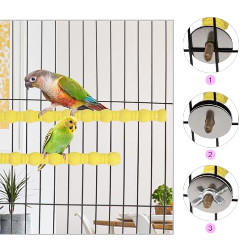 Wood Perch Stand Bird Cage Paw Beak Grinding Stick (Yellow)