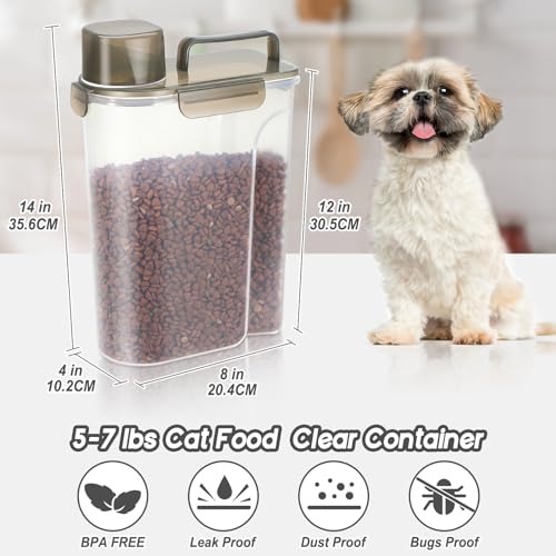 5 7Lbs Dog Cat Food Storage Container with Upgraded Large Nozzle BPA (Clear Brown / 5L-1pack)