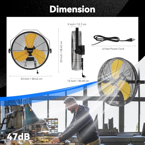 18 Inch High Velocity Wall Mounted Fan (Yellow / 18 inches (pack of 2))
