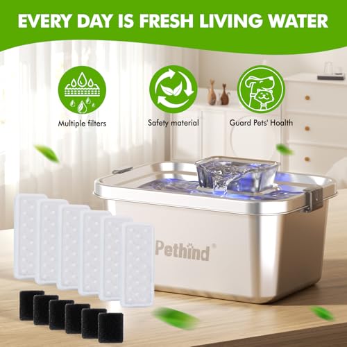 6 Pack Dog Water Fountain Filters and 6 Pack Sponges