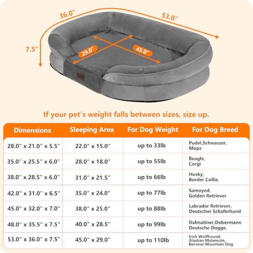Orthopedic Waterproof XXX (Medium Grey / XXX-Large(53 x 35.8 x 7.5 inch))
