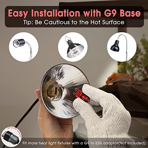 G9 Infrared Heat Lamp Bulbs for Reptile Mini Reptile Light Red (Red Bulb / 6 Pack)