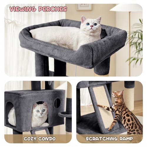 36 Inch Cat Tree with Condo (Smoky Grey / 36 Inch with Condo)