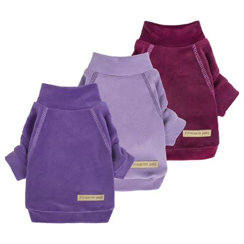 3 Pack Classic Fleece Dog Sweater (Small / Purple-MediumPurple-FireBrick)