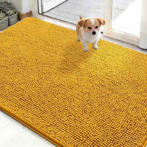 Dog Door Mat for Muddy Paws 50x30 (Golden Yellow / 50" X 30")