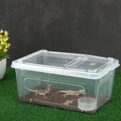 8 Pcs Reptile Breeding Box (Vent Strips / Clear / 10.6 x 7.4 x 4.7 Inch)