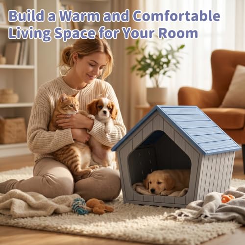 Outdoor Dog House for Small Dogs (Blue / XSmall Dog: 22.8 Inch)