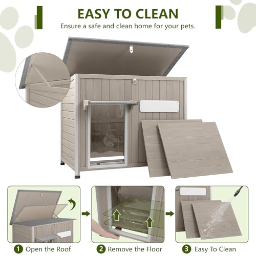 43.3" L XL Outdoor Wooden Dog House for Medium to Large Dogs