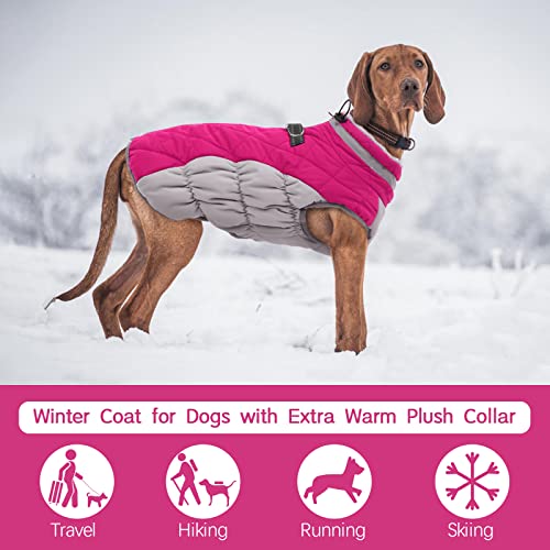 Dog Coat for Large Dogs (Rose Red / XL(chest:30in）)