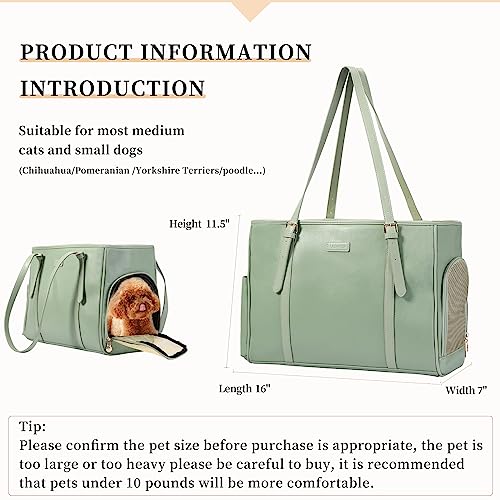 Fashion Dog Purse Pet Carrier Leather Bag for Small Dogs Cats Puppy (Green)