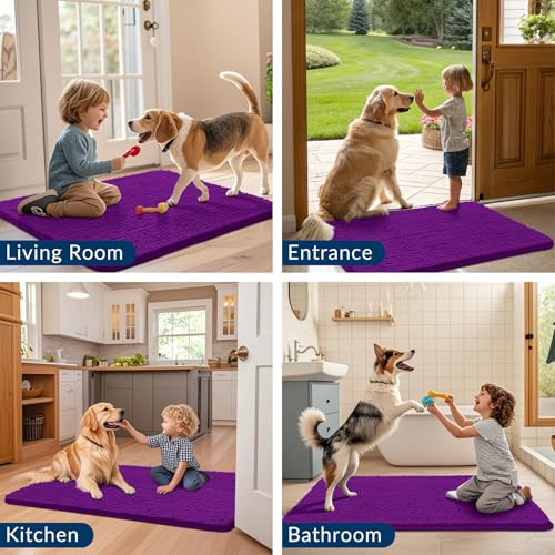 Dog Door Mat for Muddy Paws 40x32 (Purple / 40"X32")