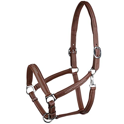 Warren Soft Adjustable Genuine Leather Horse Halter (Light Brown / Horse)