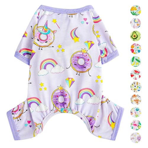 Dog Pajamas Pjs Summer Fall Dog Clothes for Small Dogs Girl (Purple / X-Large（16-20 lb))