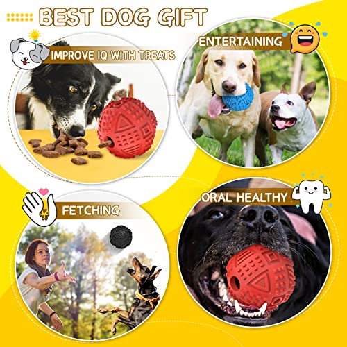 Dog Balls Treat Dispensing Dog Toys for Aggressive Chewers Large Breed (Large / Ball-Red)