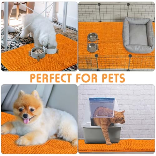 4 Pcs Guinea Pig Cage Liner (Orange / 16 x 24 Inch / Low Pile Chenille)