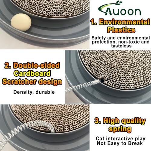 Cat Scratcher Toy with Ball Track for Indoor Cats and Kittens (Gray)