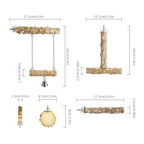 Bird Perches 4pcs Natural Wood Birds Stand Branch