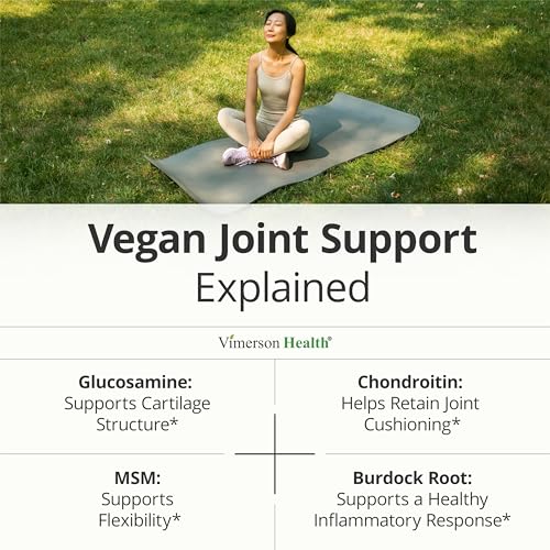 Vegan Glucosamine Chondroitin MSM Joint Supplements for Women & Men 180 Ct
