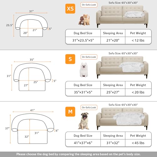 Calming Dog Bed Fluffy Plush Dog Mat for Furniture Protector with Removable Washable Cover for Large Medium Small Dogs and Cats (Light Grey / 31.0"L x 23.5"W x 5.0"Th)