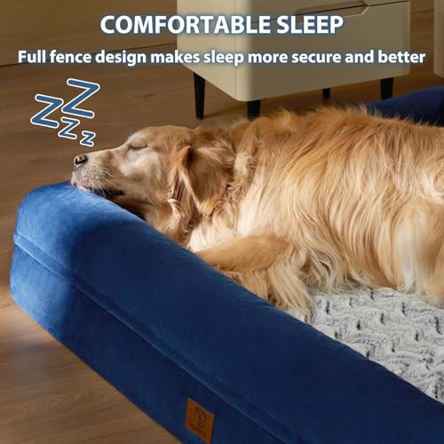 Giant Dog Bed Orthopedic for Senior Dog Bed Comfy Sleeping (Blue / XXXX-L (61x43x7.5in))