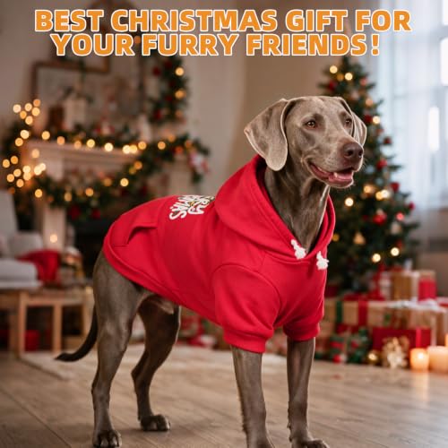 Christmas Dog Hoodie for Medium Large Dogs (Christmas Red / X-Large)