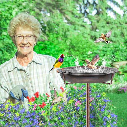 Metal Bird Bath for Outside Garden Birdbath Bowl (Retro Copper)