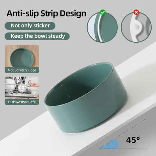 Raised Cat Bowl 6.1” Elevated Ceramic Cat Food and Water Bowl (Dark Green)