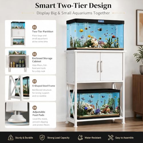 5 10 Gallon Fish Tank Stand (White / 5-10 Gallon)