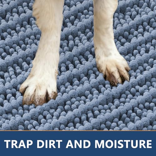 Dog Door Mat for Muddy Paws 34x21 (Layered-Airy Blue / 34"X21")