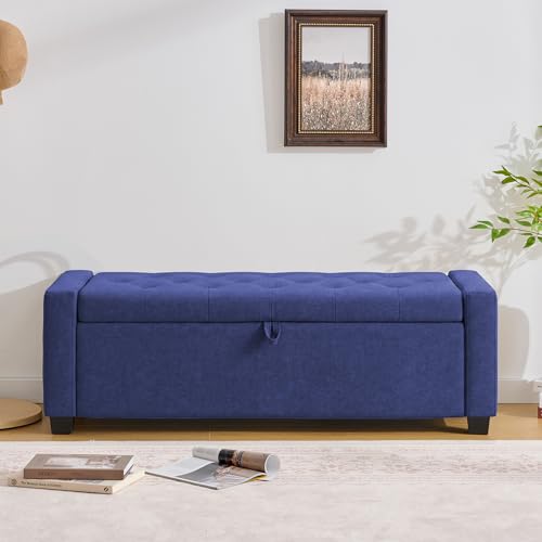 48" Ottoman with Storage (Blue / 19.7"D x 48"W x 16.9"H)