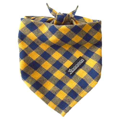 Adjustable Plaid Dog Bandanas (Square Yellow / Small)