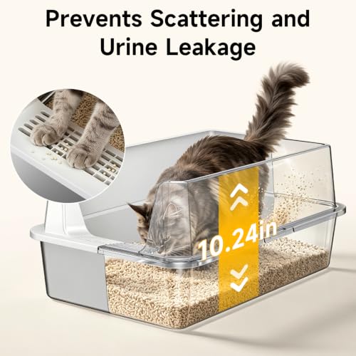 2 Pack XL Stainless Steel Litter Box with High Sides (Pale gray-2Pack)