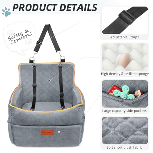 Dog Car Seat for Small Medium Dogs (Gray)