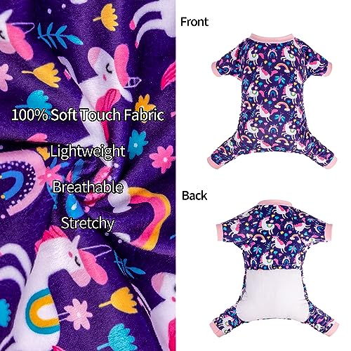 Dog Christmas Pajamas Puppy Onesies Small Dogs Soft Pjs Coat Cat Apparel Comfy Pet Clothes Outfit Doggie Bodysuit P291S (Small / Rainbow unicorn)
