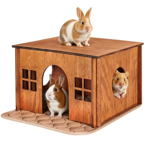 Wooden Guinea Pig Hideout (Brown Style 1 / Medium)