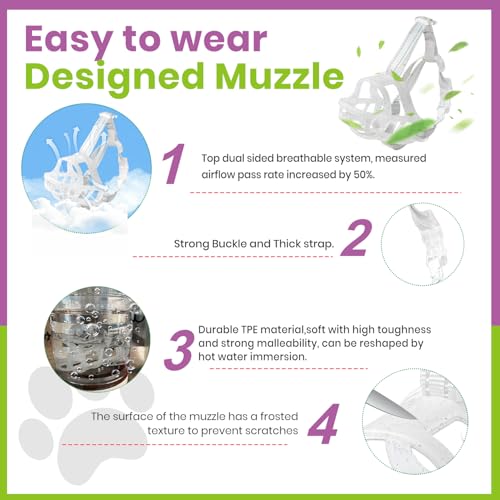 Glow-in-The-Dark Dog Muzzle, Basket Muzzle for Small Medium Large Dogs,Anti-Biting Chewing, Lightweight Cage Design,Allows Drinking & Panting,for Grooming & Training Size S (Size S Sout(6.3"-7.28"))
