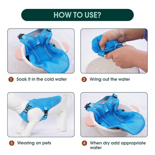 Dog Cooling Vest Harness (S (Chest Girth:16.9'') / Ocean Blue)