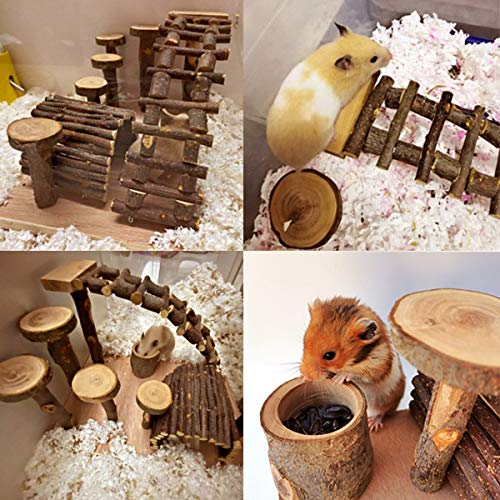 Wooden Hamster Bridge (Platform of climbing ladder and bridge)