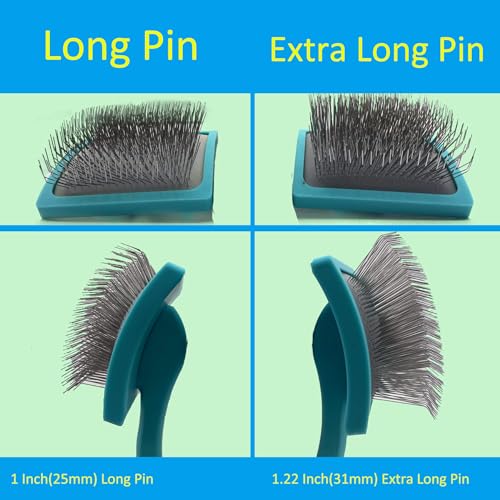 Extra Long Pin Dog Grooming Brush Haired Dogs & Pet Comb Value Kit (Vlaue Kit)