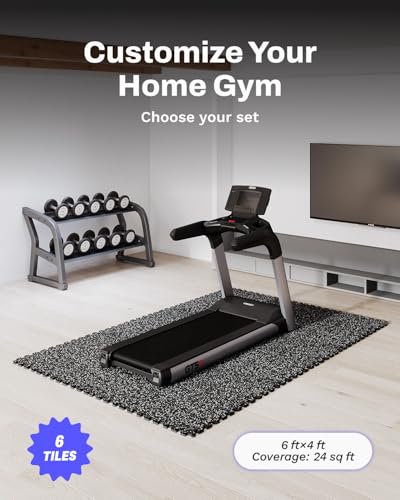 0.79" Thick Gym Flooring for Home Gym (Black/White / 24 Sq Ft (6 Tiles))