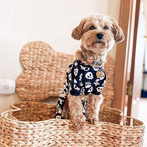 Dog Halloween Pajamas Puppy Onesies Small Dogs Soft Pjs Coat Cat Apparel Comfy Pet Christmas Clothes Outfit Doggie Bodysuit (X-Large / Skulls)