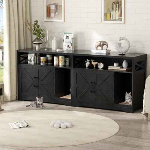 Cat Litter Box Enclosure (Black / 31"L x 17"W x 28.5"H)