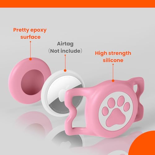 4 Pack IP68 Waterproof Compatible with Air Tag Dog Collar Holder (Black&Pink&Blue&RoseRed)