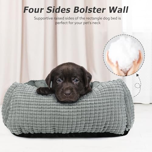 Rectangle Washable Orthopedic Dog Bed for Small (Light Gray / S(20’’x 19’’x 6’’))