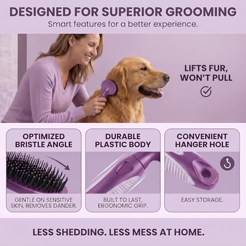 Round Bristle Pet Brush for Dogs and Cats (Purple)