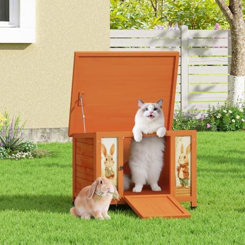 24 Inch Rabbit Hutch Outdoor (Orange w/printing / Middle)