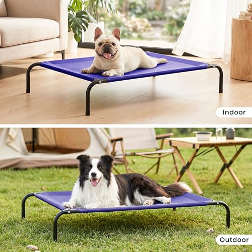 Elevated Cooling Dog Bed for Large Dogs (Blue / 48" X 35.5" X 8")